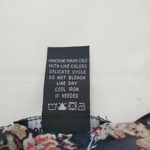 About A Girl Los Angeles Women's Sheer Floral Lace Trim Bohemian Blouse Medium - Picture 5 of 8